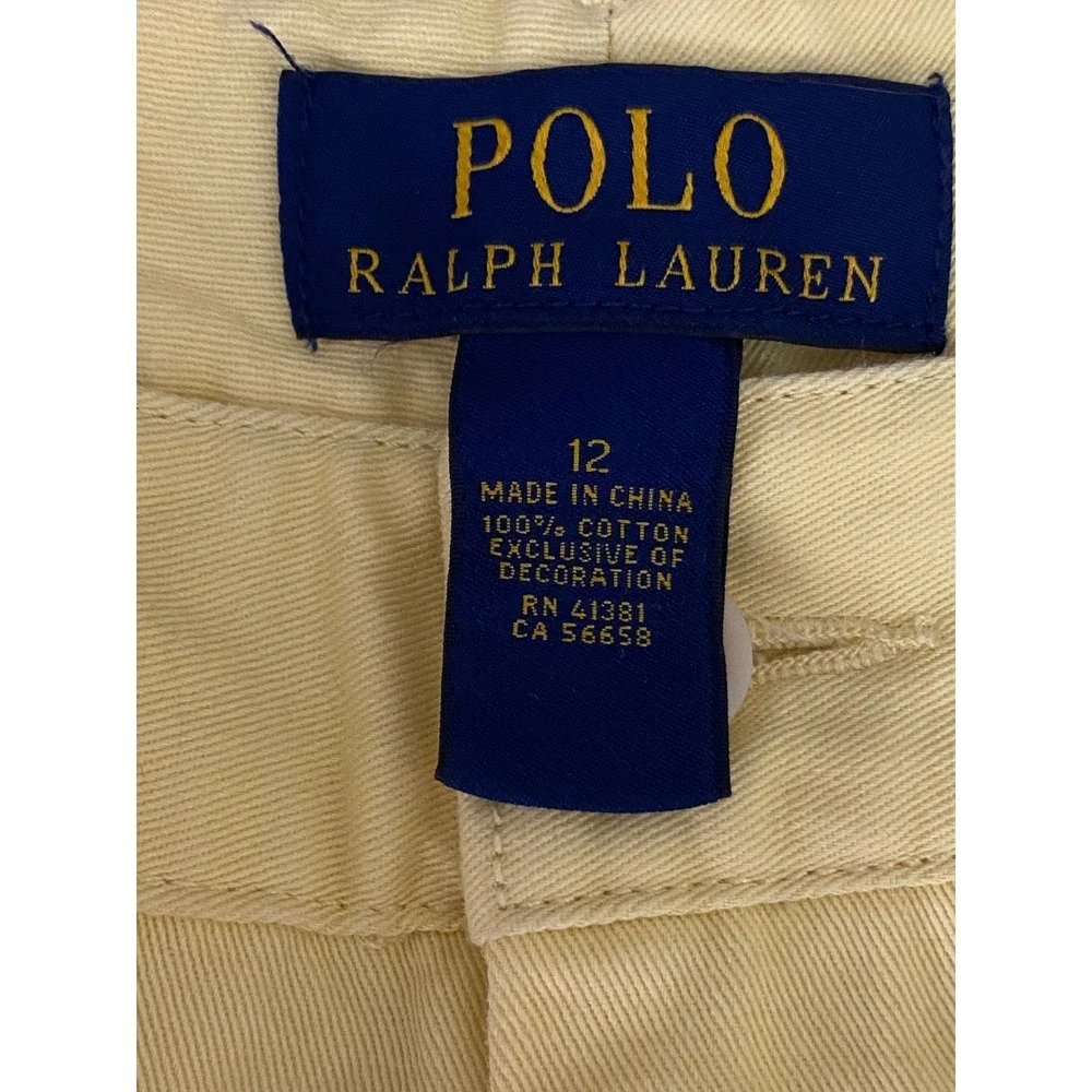 Polo Ralph Lauren Boys Size 12 Yellow Oxford Long‎ Shorts Chino Casual Preppy